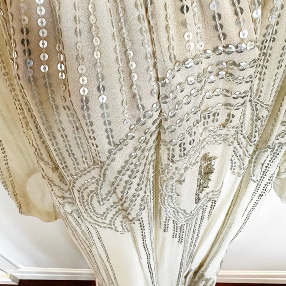 Anthropologie Carolina K Women’s Charo Off Shoulder Cream Sequined Boho Dress - Picture 13 of 14